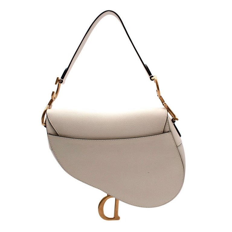 Christian Dior Current Season Latte Grained Calfskin Saddle Bag at