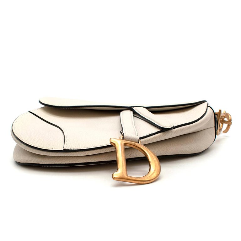 Christian Dior Current Season Latte Grained Calfskin Saddle Bag at