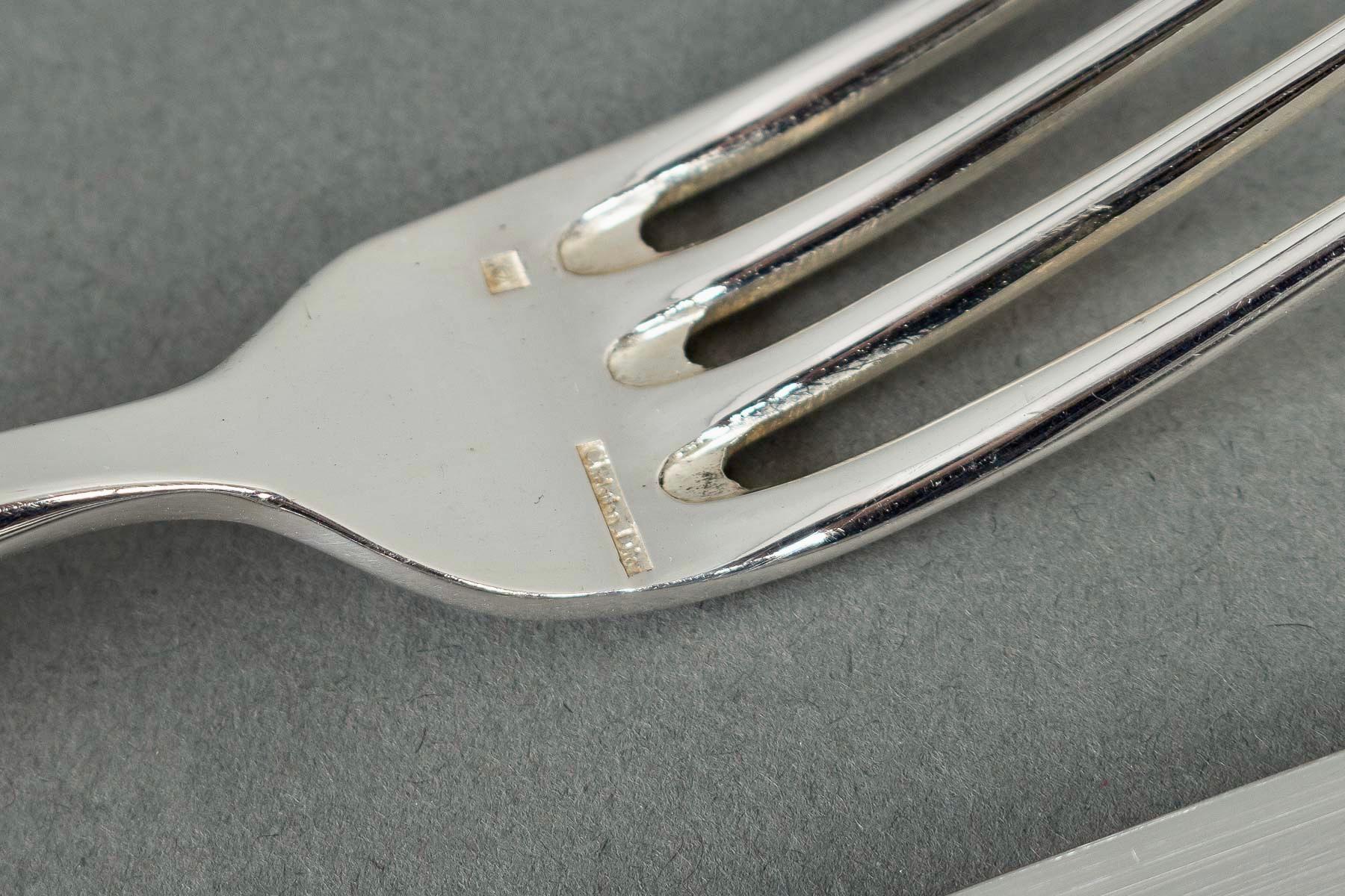 Art déco Christian Dior - Couverts de table Rond Point Alma Plated Silver 89 Pieces en vente