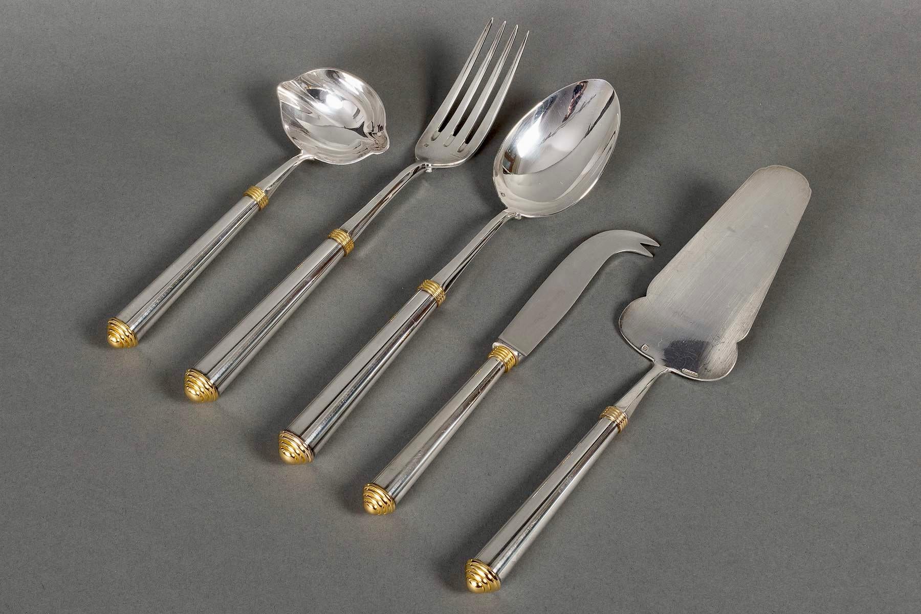 20th Century Christian Dior - Cutlery Flatware Set Rond Point Alma Plated Silver 89 Pieces For Sale