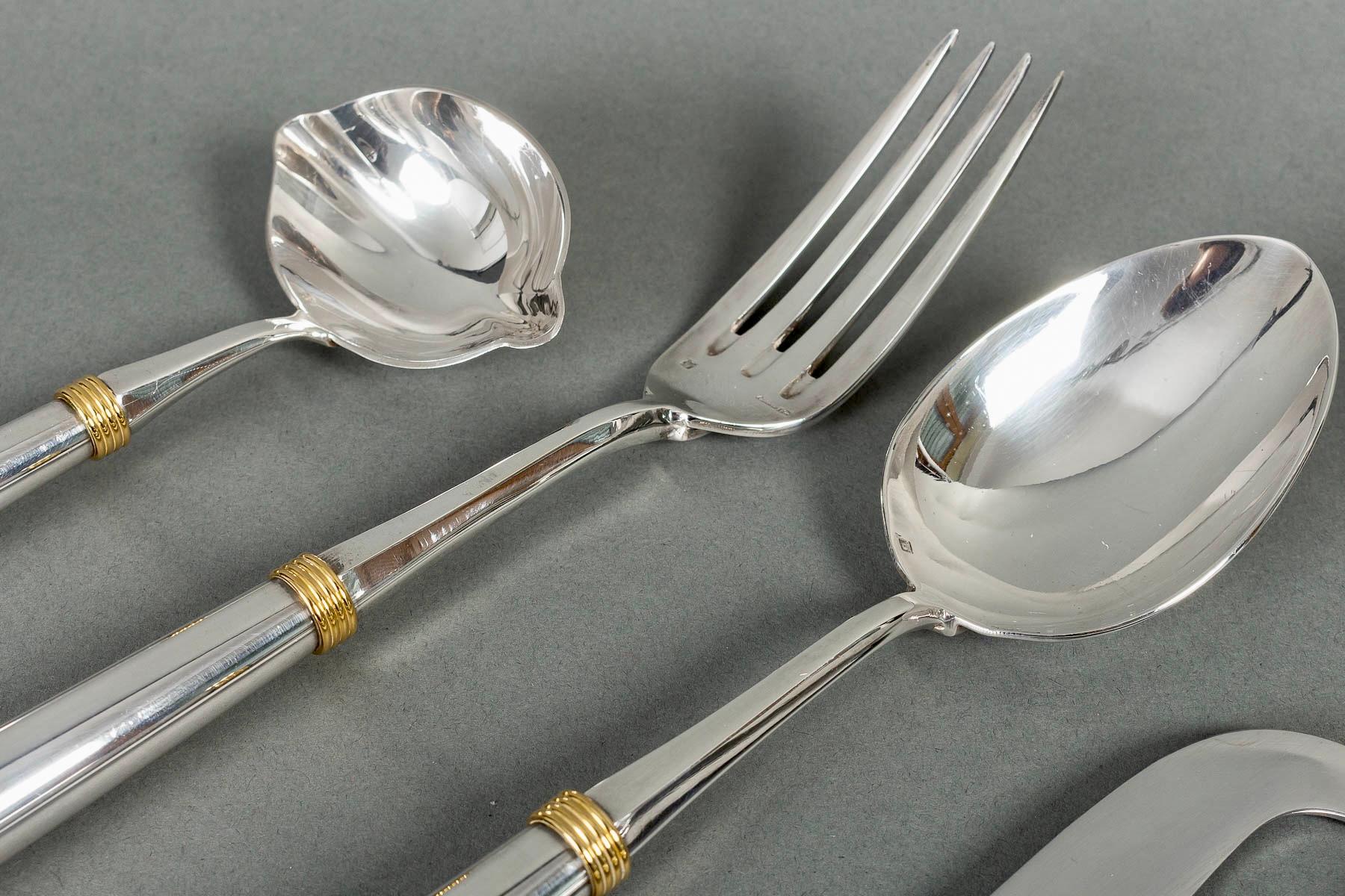 20th Century Christian Dior - Cutlery Flatware Set Rond Point Alma Plated Silver 89 Pieces