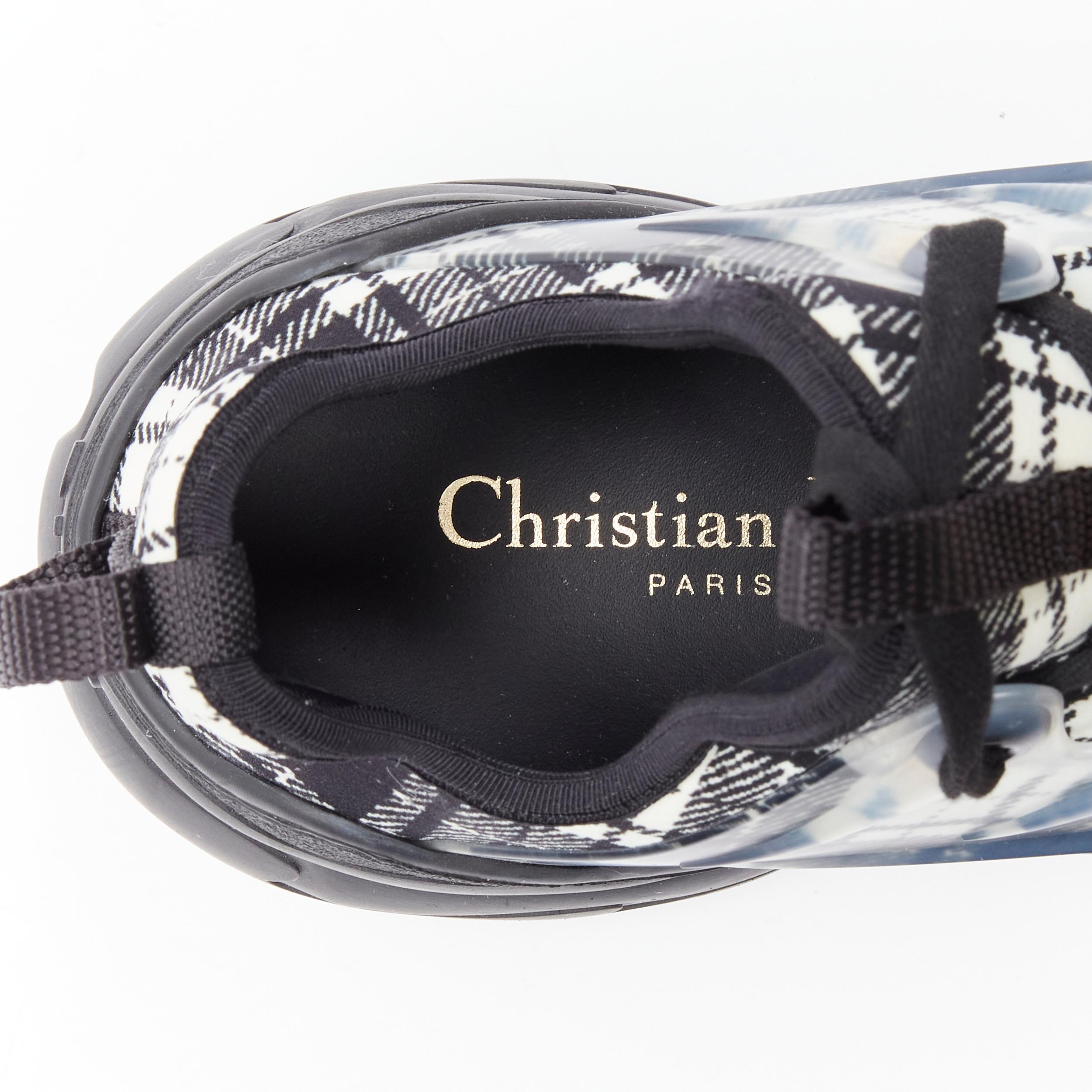 CHRISTIAN DIOR D Connect black white plaid check chunky sole sneaker EU37 US8 For Sale 2