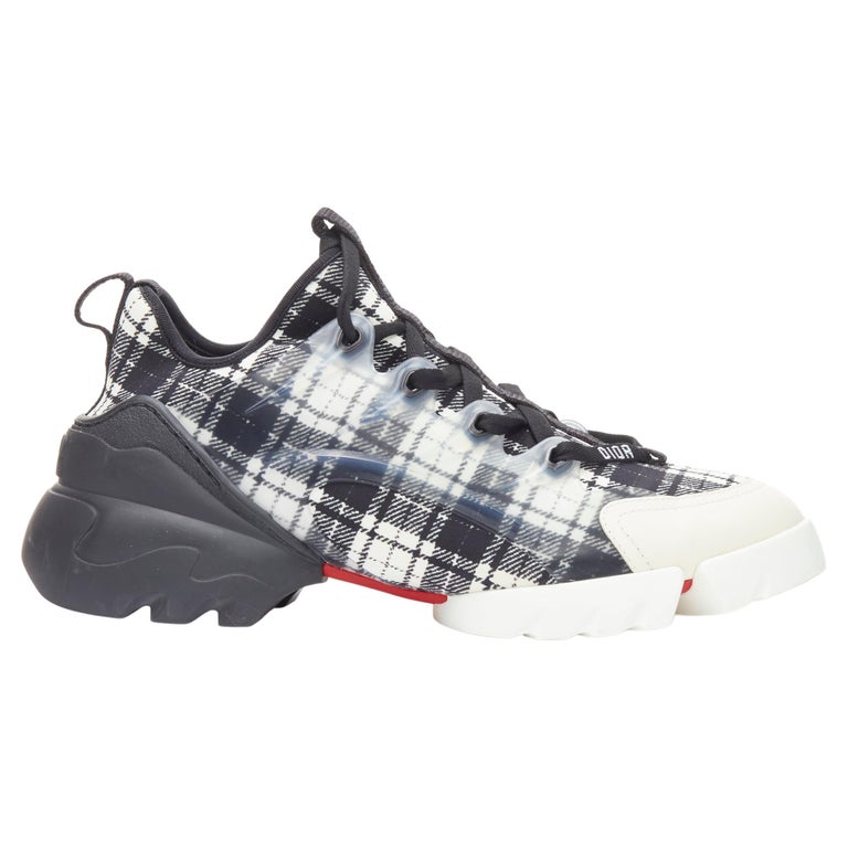 CHRISTIAN DIOR D Connect black white plaid check chunky sole sneaker EU37  US8 For Sale at 1stDibs
