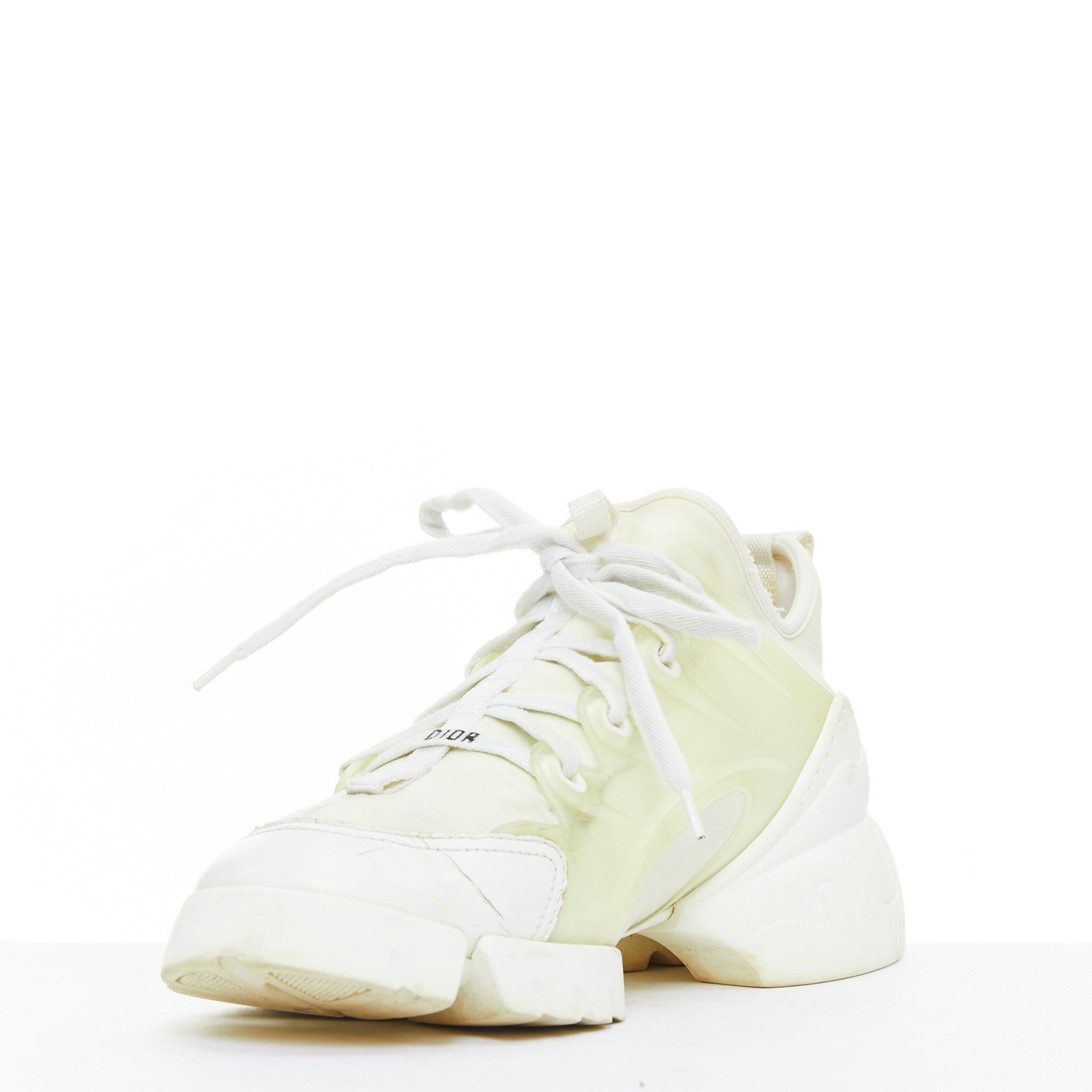 CHRISTIAN DIOR D-Connect blanc crème caoutchouc baskets EU38 État moyen - En vente à Hong Kong, NT