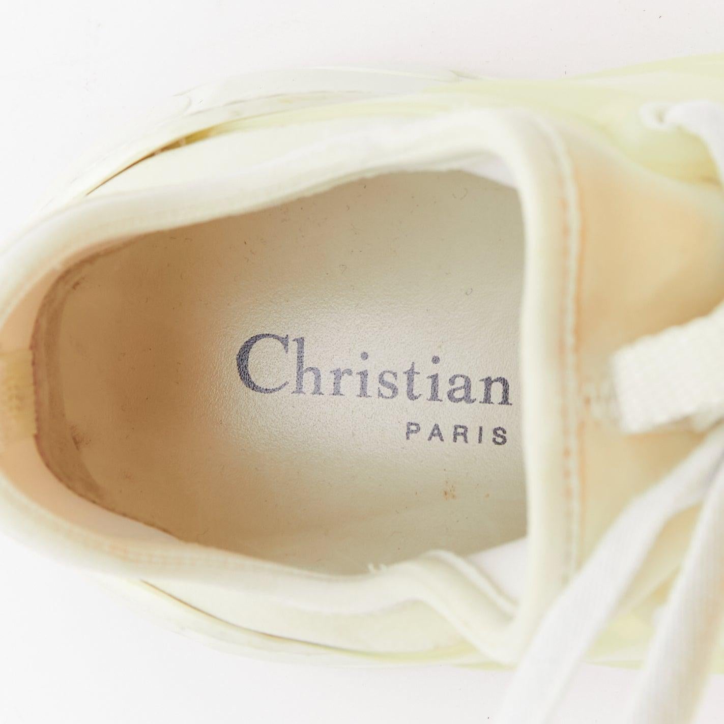 CHRISTIAN DIOR D-Connect blanc crème caoutchouc baskets EU38 en vente 4