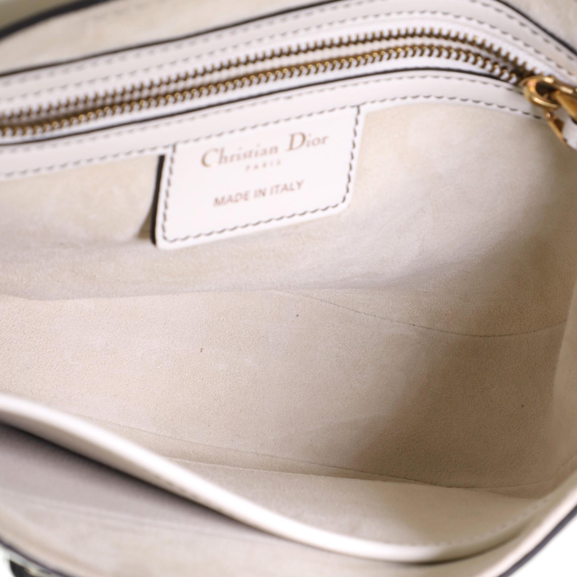 Beige Christian Dior D-Fence Saddle Bag Leather Small