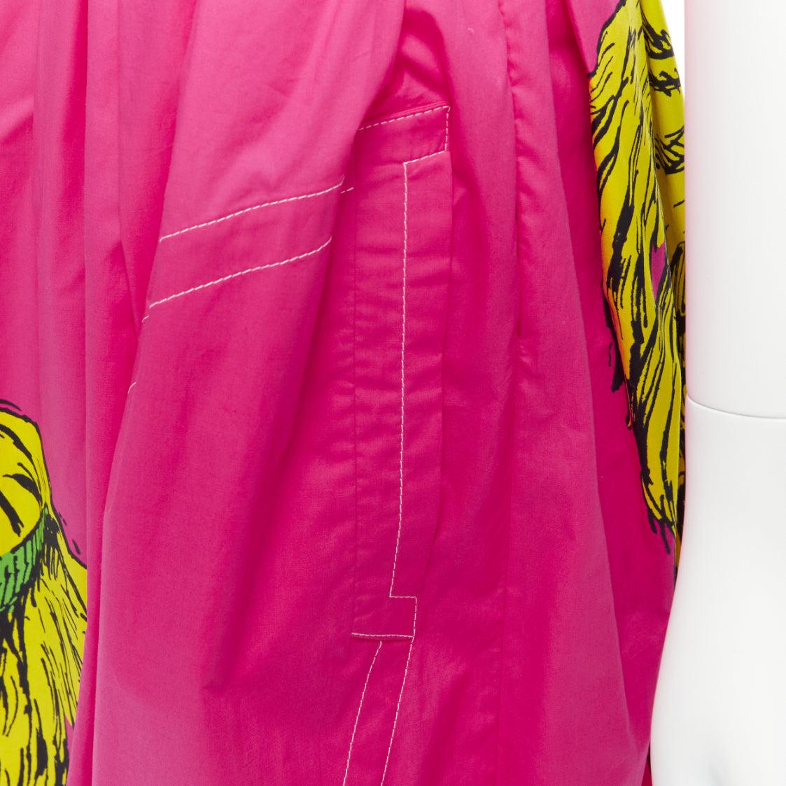 CHRISTIAN DIOR D-Jungle pink pop tiger graphic print poplin cotton skirt FR34 XS For Sale 3