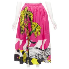CHRISTIAN DIOR D-Jungle jupe en coton rose pop tigre imprimé graphique rose FR34 XS