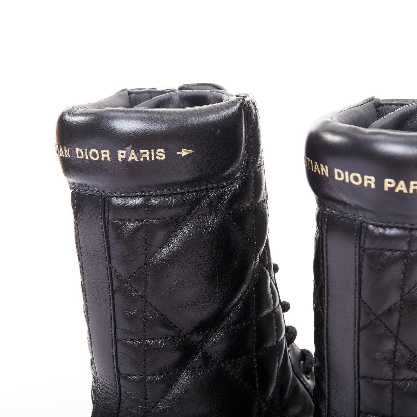 CHRISTIAN DIOR D-Leader black cannage quilted combat boots EU38 im Angebot 2