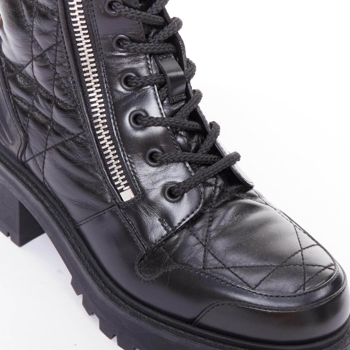 CHRISTIAN DIOR D-Leader black cannage quilted combat boots EU38 im Angebot 3