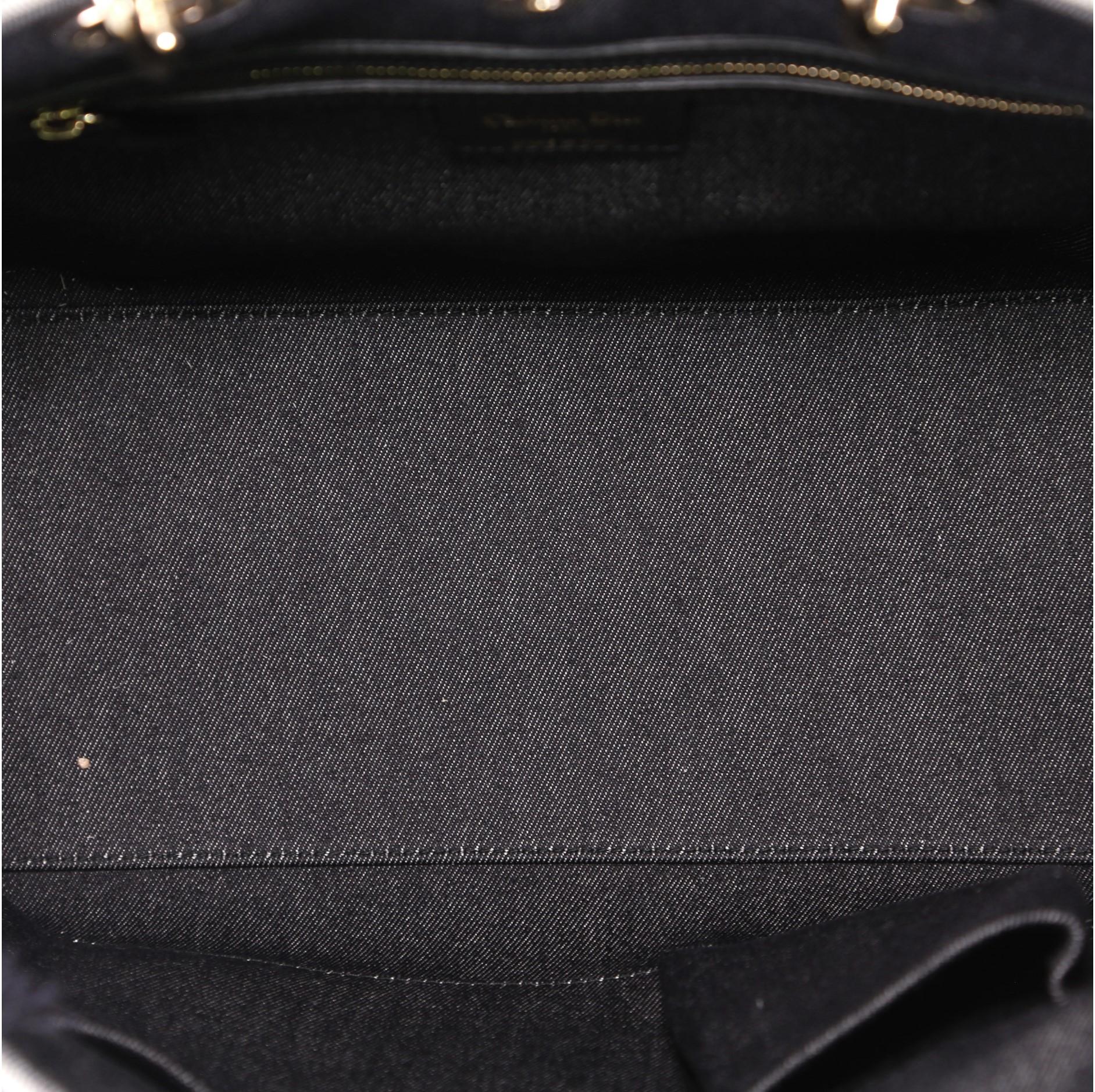 Black Christian Dior D-Light Bag Patch Embellished Denim Large