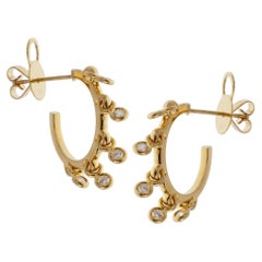 Christian Dior Dangling Diamond Hoop Yellow Gold Earrings