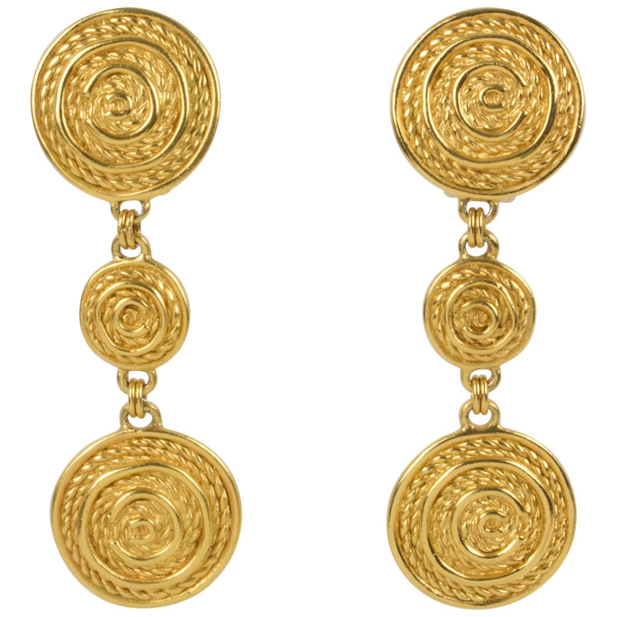 Christian Dior Dangling Textured Clip Earrings