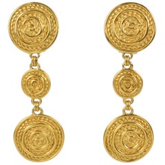 Christian Dior Dangling Textured Clip Earrings