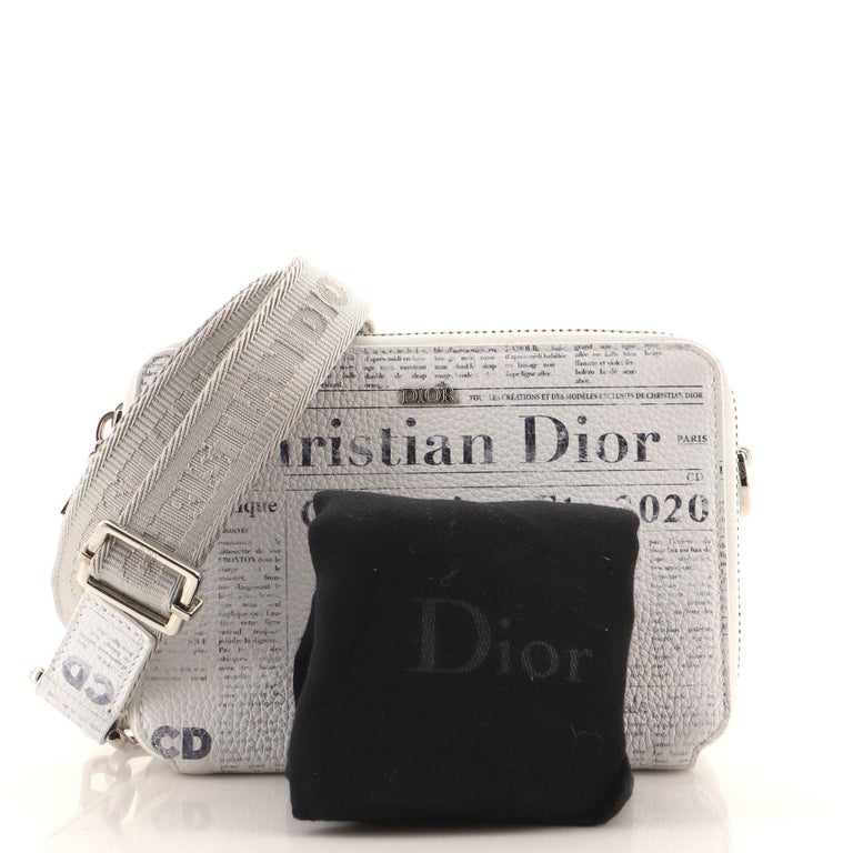 Dior x Daniel Arsham Zip Pouch Newspaper Print Grained Calfskin White in  Grained Calfskin with Palladium-tone - US