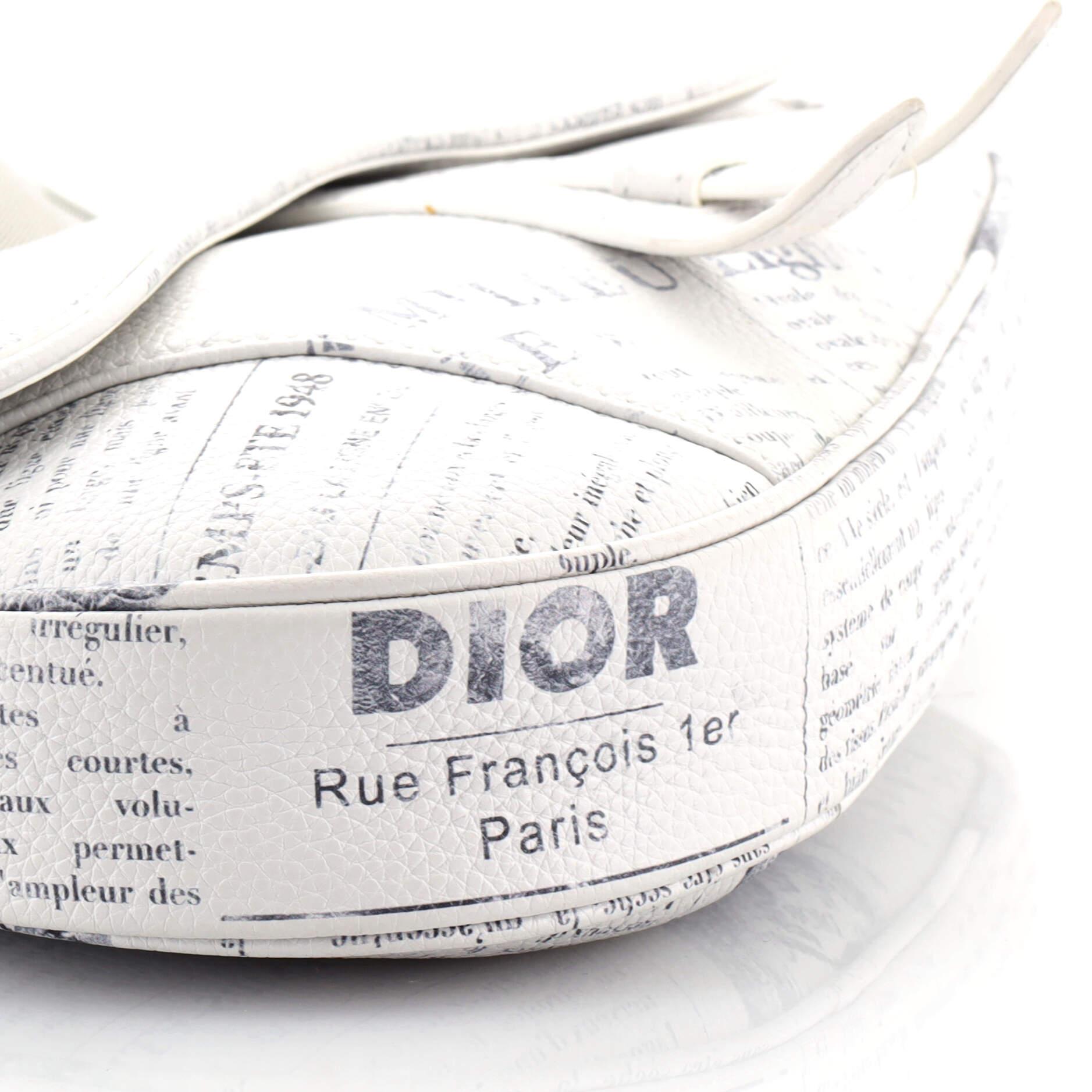 Gray Christian Dior Daniel Arsham Saddle Crossbody Bag Printed Leather