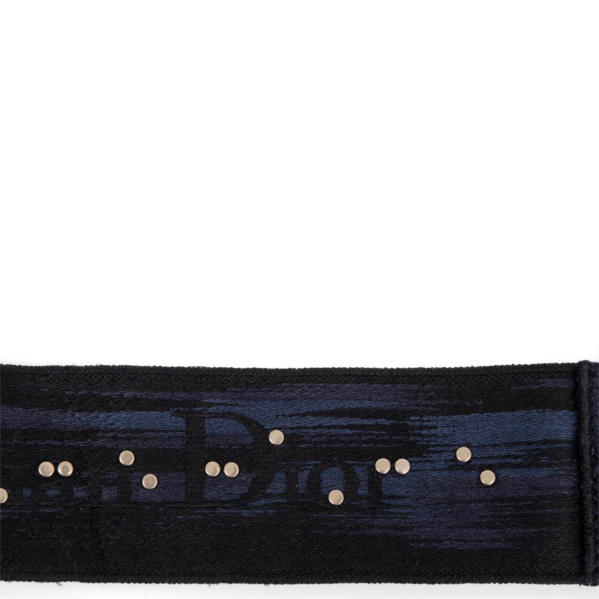 Black CHRISTIAN DIOR dark blue 2020 EMBROIDERED & STUDDED CAMOUFLAGE Shoulder Strap For Sale