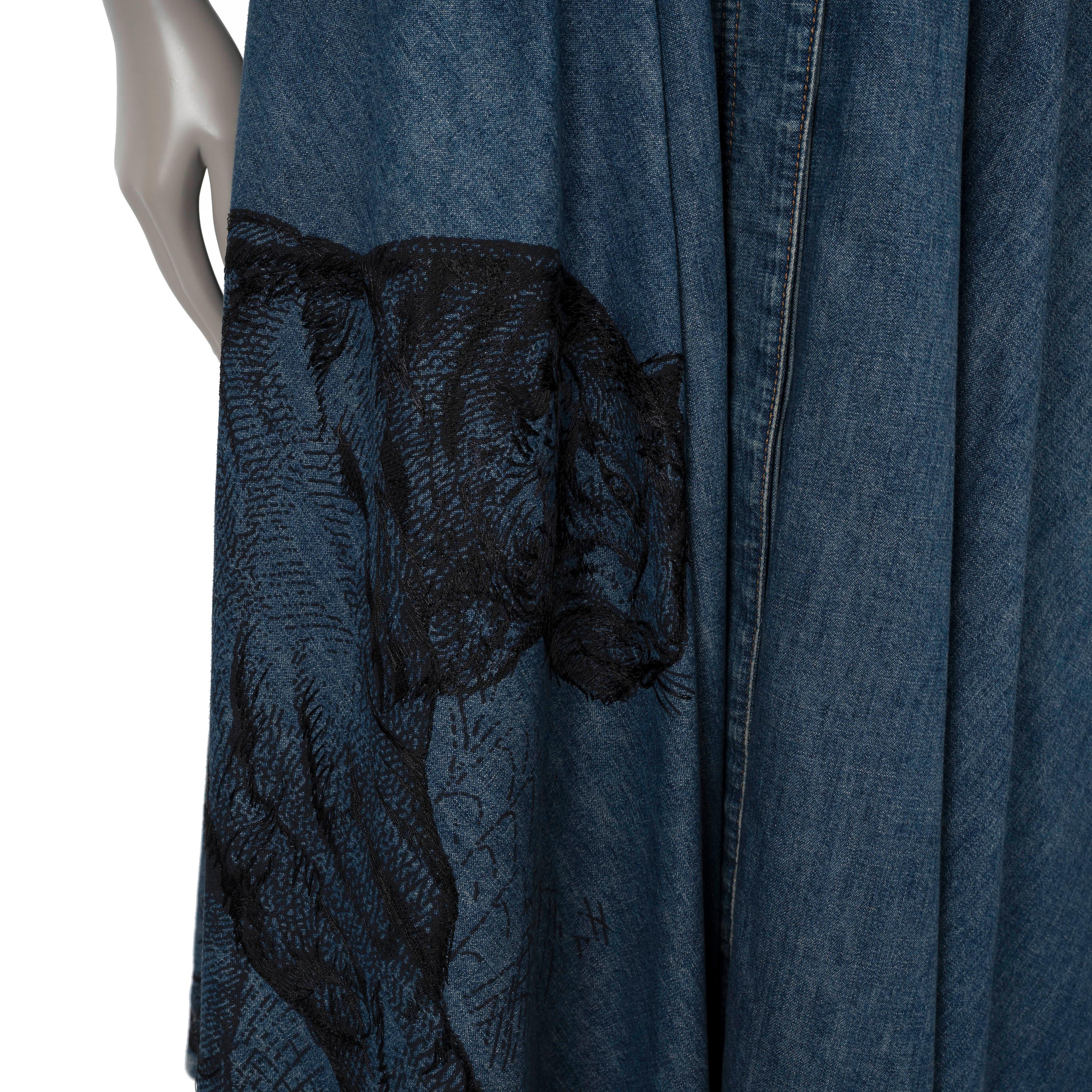 CHRISTIAN DIOR dark blue 2022 MARCO TOILE DE JOUY EMBROIDERED DENIM Skirt 36 XS 1