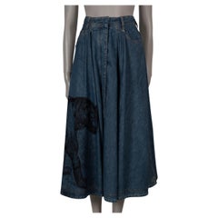 CHRISTIAN DIOR dark blue 2022 MARCO TOILE DE JOUY EMBROIDERED DENIM Skirt 36 XS