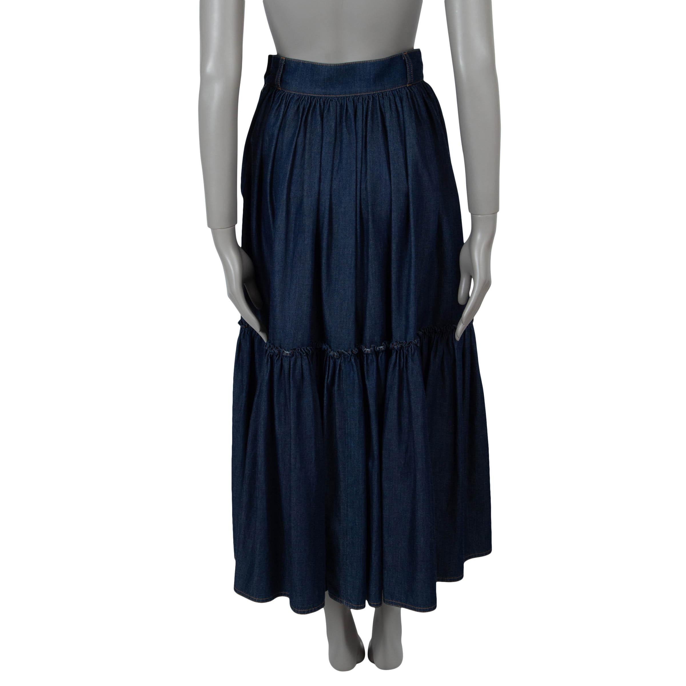 Black CHRISTIAN DIOR dark blue cotton 2023 DENIM PRAIRIE Skirt XS For Sale