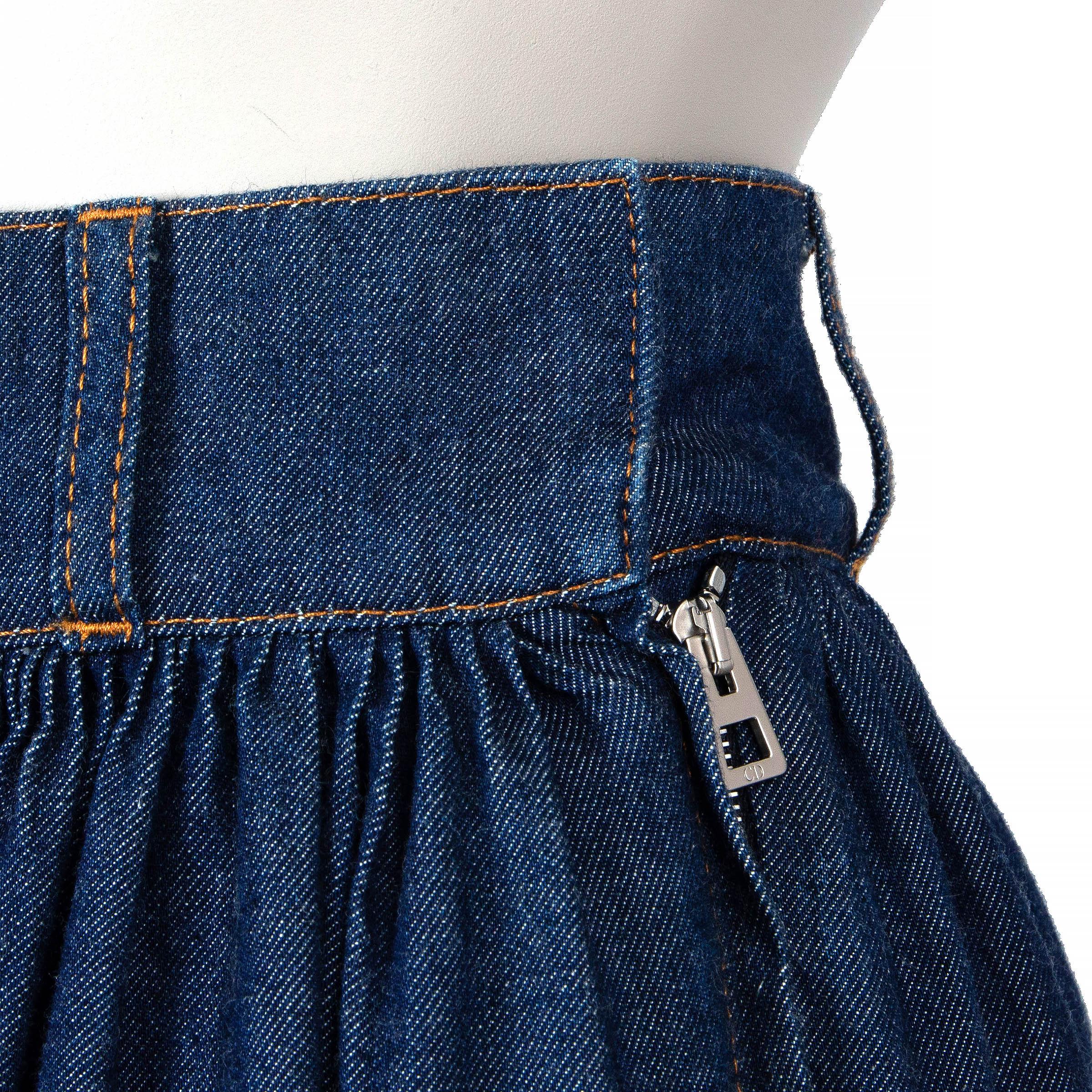 Women's CHRISTIAN DIOR dark blue cotton 2023 DENIM PRAIRIE Skirt XS For Sale