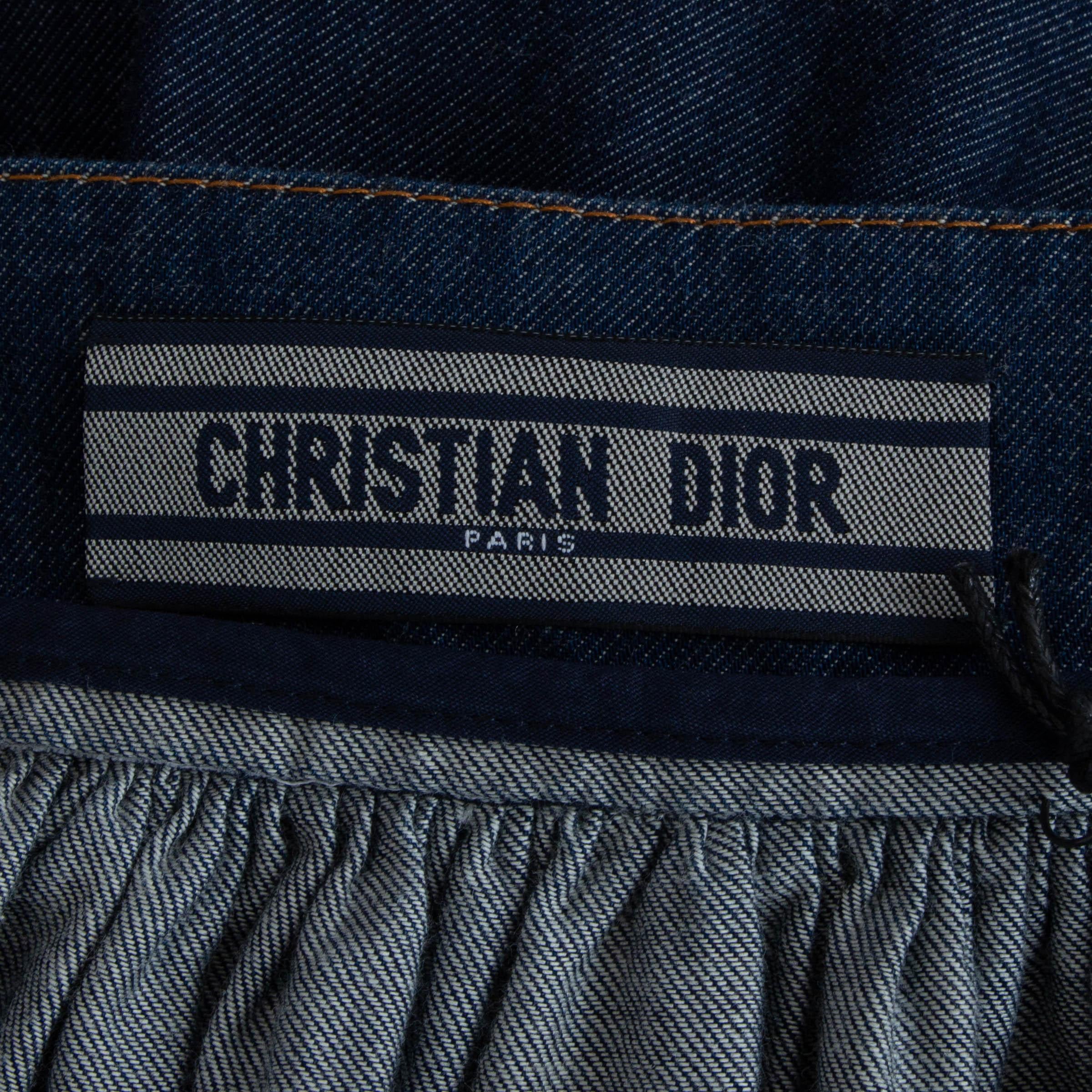 CHRISTIAN DIOR dark blue cotton 2023 DENIM PRAIRIE Skirt XS For Sale 2