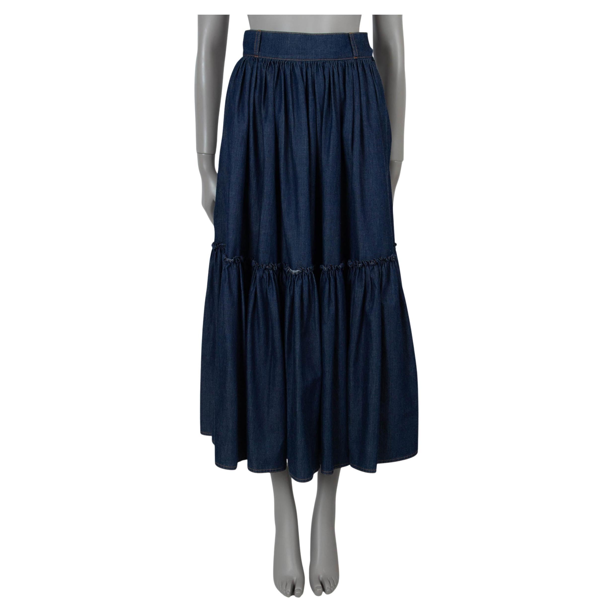 CHRISTIAN DIOR dark blue cotton 2023 DENIM PRAIRIE Skirt XS For Sale