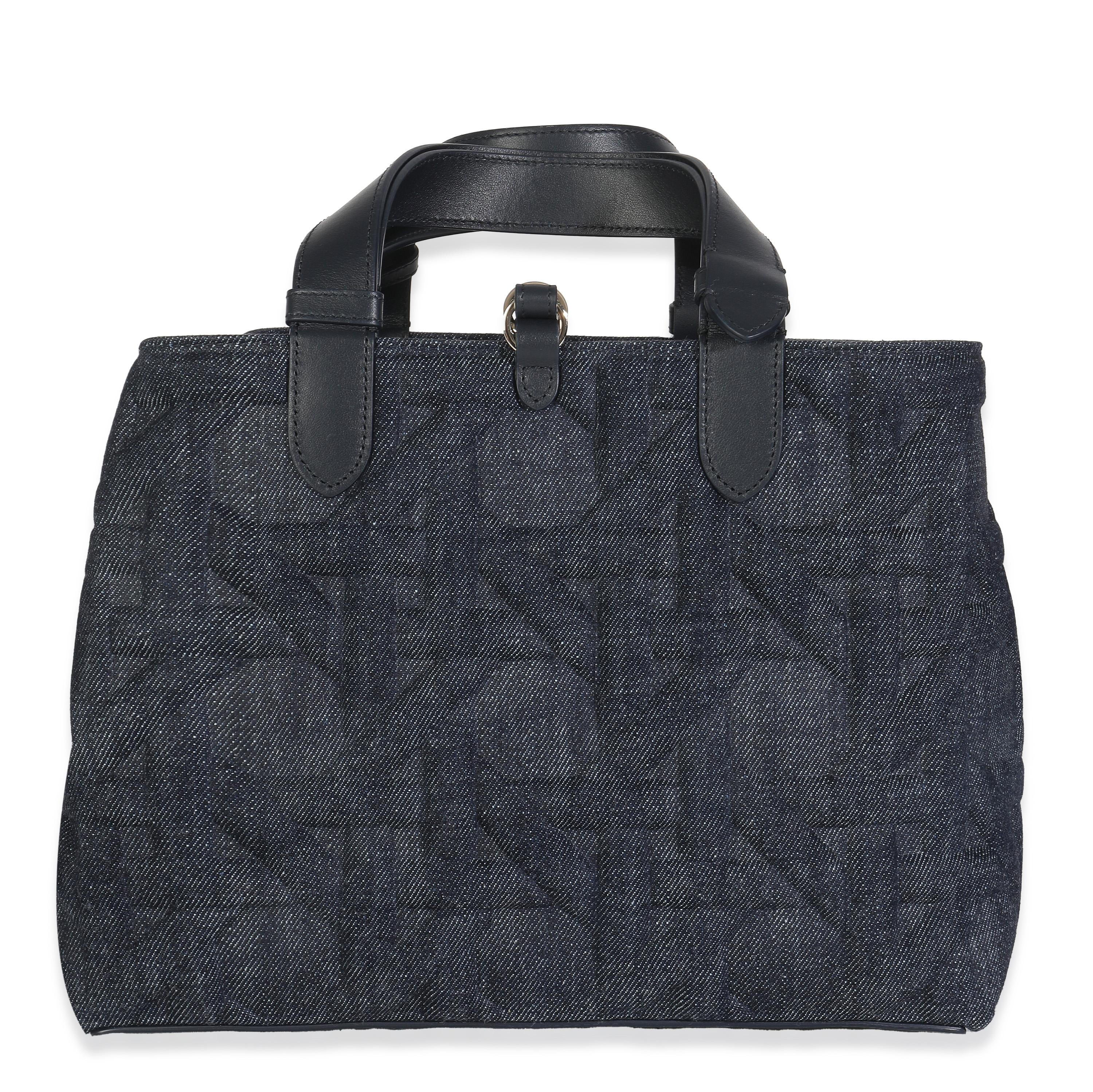 Christian Dior Denim bleu foncé Cannage Medium Toujours en vente 2