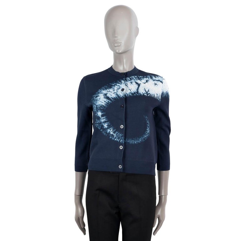 CHRISTIAN DIOR dark blue viscose 2020 TIE-DYE Cardigan Sweater 34 XS