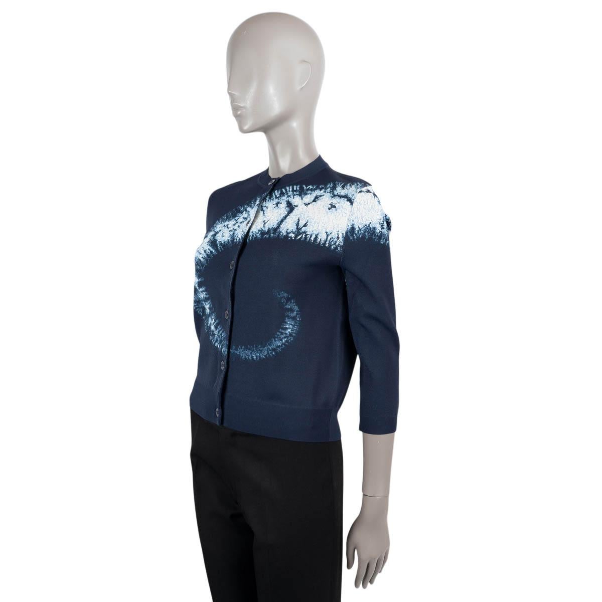 Women's CHRISTIAN DIOR dark blue viscose 2020 TIE-DYE Cardigan Sweater 34 XS For Sale