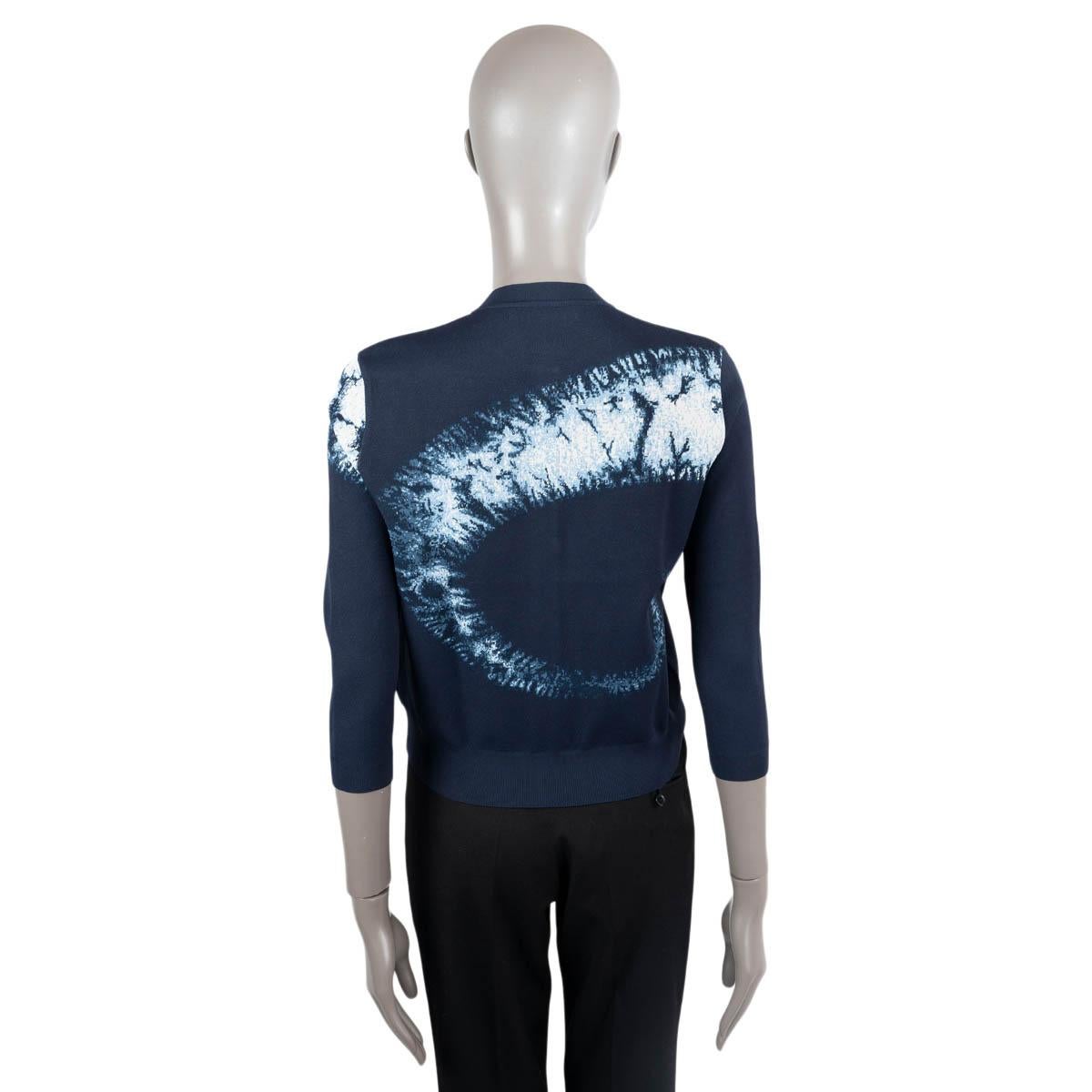 CHRISTIAN DIOR dark blue viscose 2020 TIE-DYE Cardigan Sweater 34 XS For Sale 1