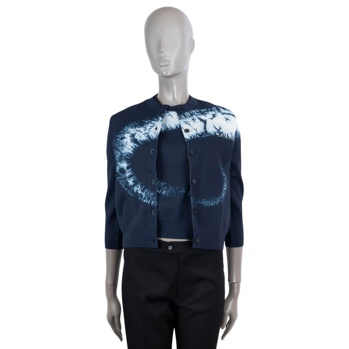 CHRISTIAN DIOR dark blue viscose 2020 TIE-DYE Cardigan Sweater 34 XS For Sale 4