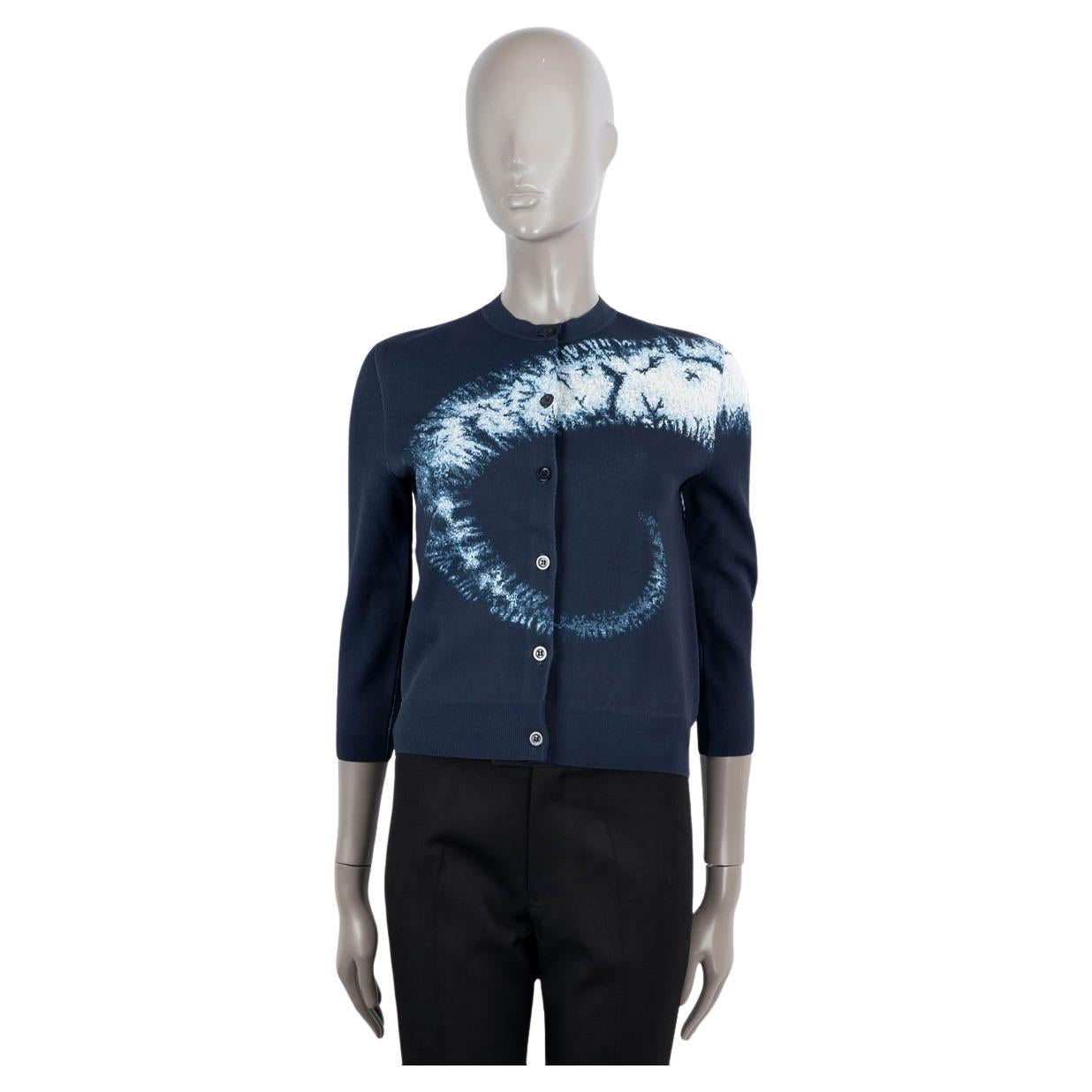 CHRISTIAN DIOR dark blue viscose 2020 TIE-DYE Cardigan Sweater 34 XS For Sale