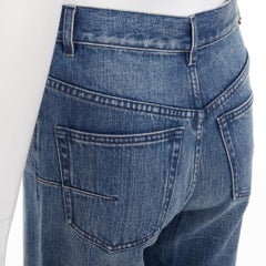 CHRISTIAN DIOR dark blue washed darted pockets wide cropped jeans FR36 S