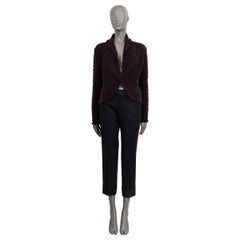 CHRISTIAN DIOR Maglione cardigan in lana marrone scuro 1999 POMPON S