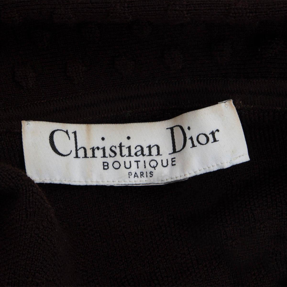 Women's CHRISTIAN DIOR dark brown wool 1999 POMPON Cardigan Sweater S For Sale