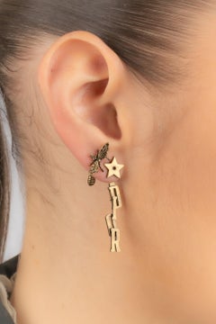 Christian Dior Dunkelgoldene Metallohrringe