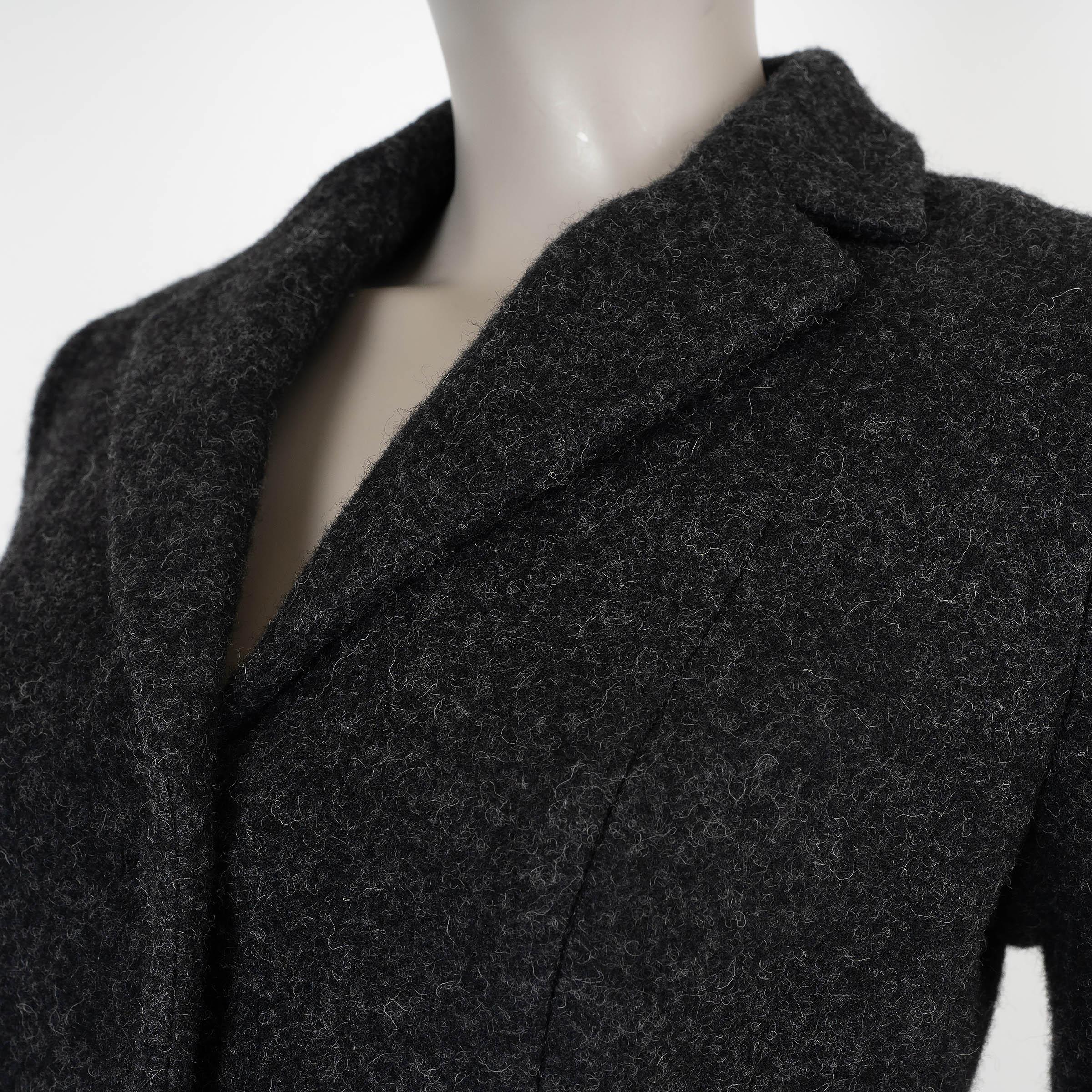 CHRISTIAN DIOR gris oscuro lana 2019 FELT BAR Chaqueta 36 XS en venta 1
