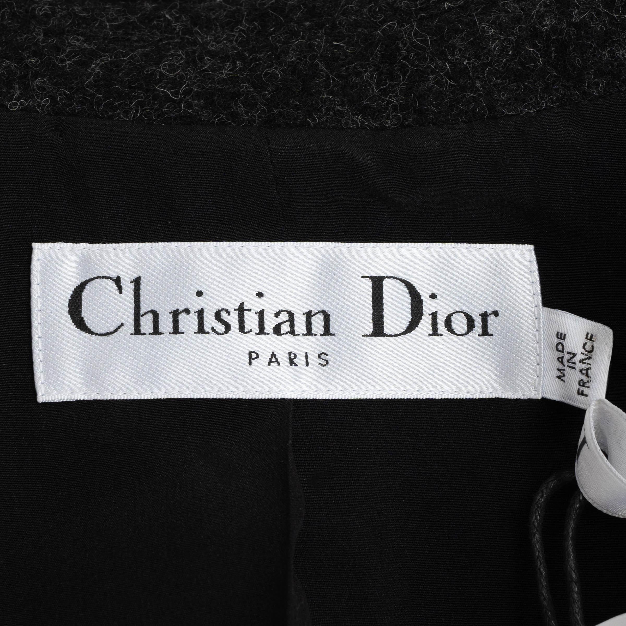 CHRISTIAN DIOR gris oscuro lana 2019 FELT BAR Chaqueta 36 XS en venta 2