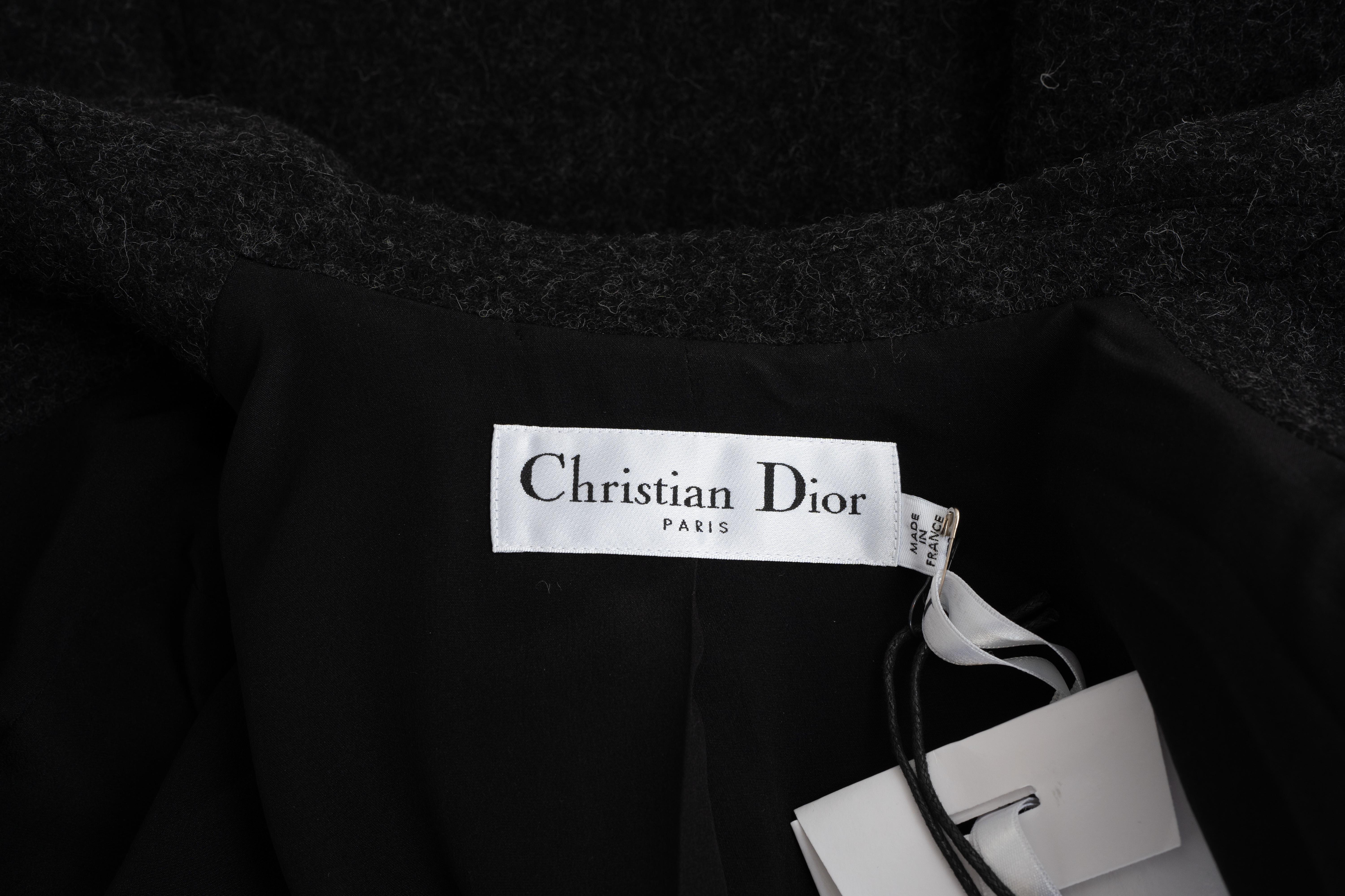 CHRISTIAN DIOR gris oscuro lana 2019 FELT BAR Chaqueta 36 XS en venta 3