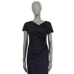 CHRISTIAN DIOR dark grey wool & angora RUCHED WAIST SHEATH Dress 36 XS