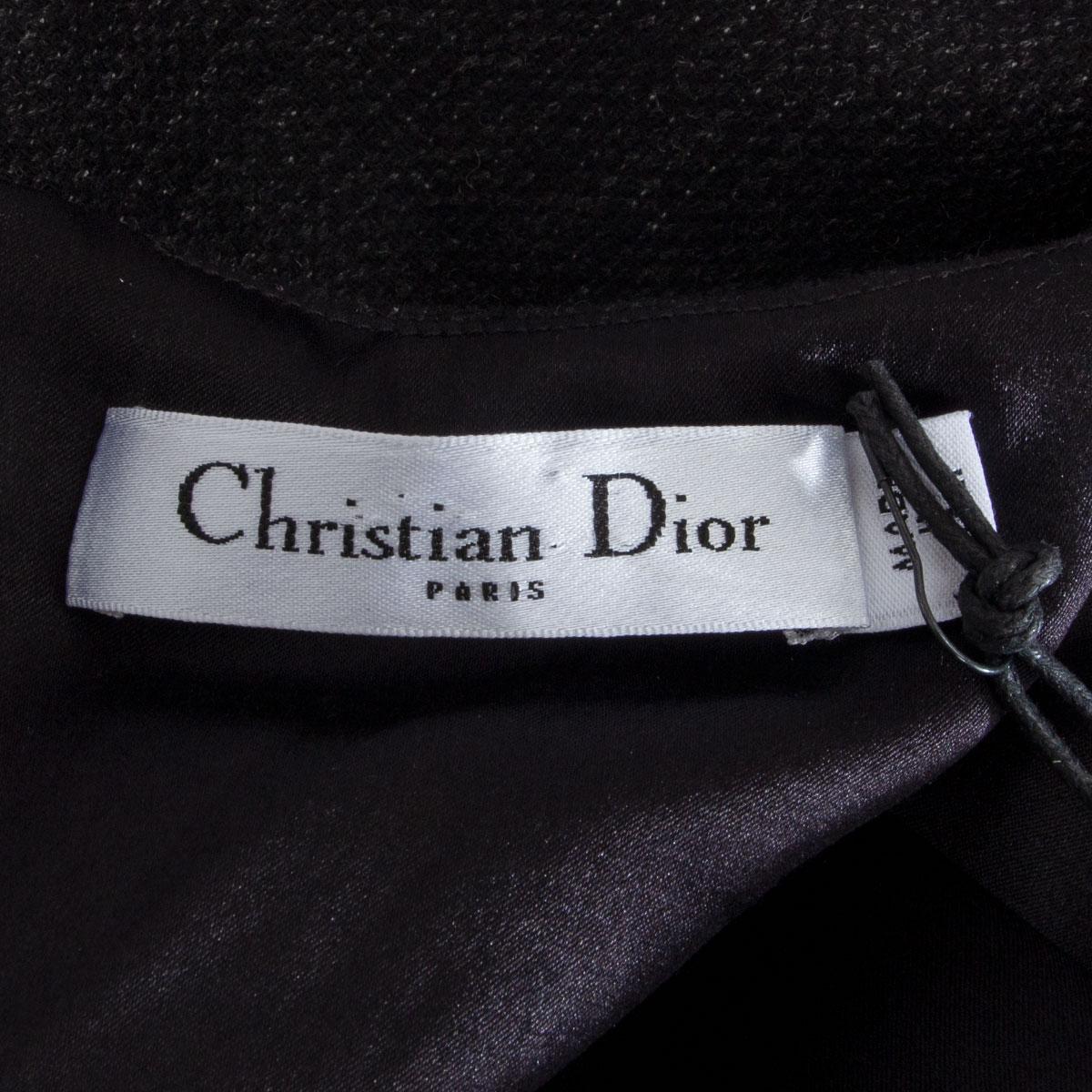 CHRISTIAN DIOR dark grey wool & angora RUCHED WAIST SHEATH Dress 36 XS 2