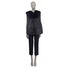 CHRISTIAN DIOR dark & light blue FOX FUR VEST Jacket 38 S