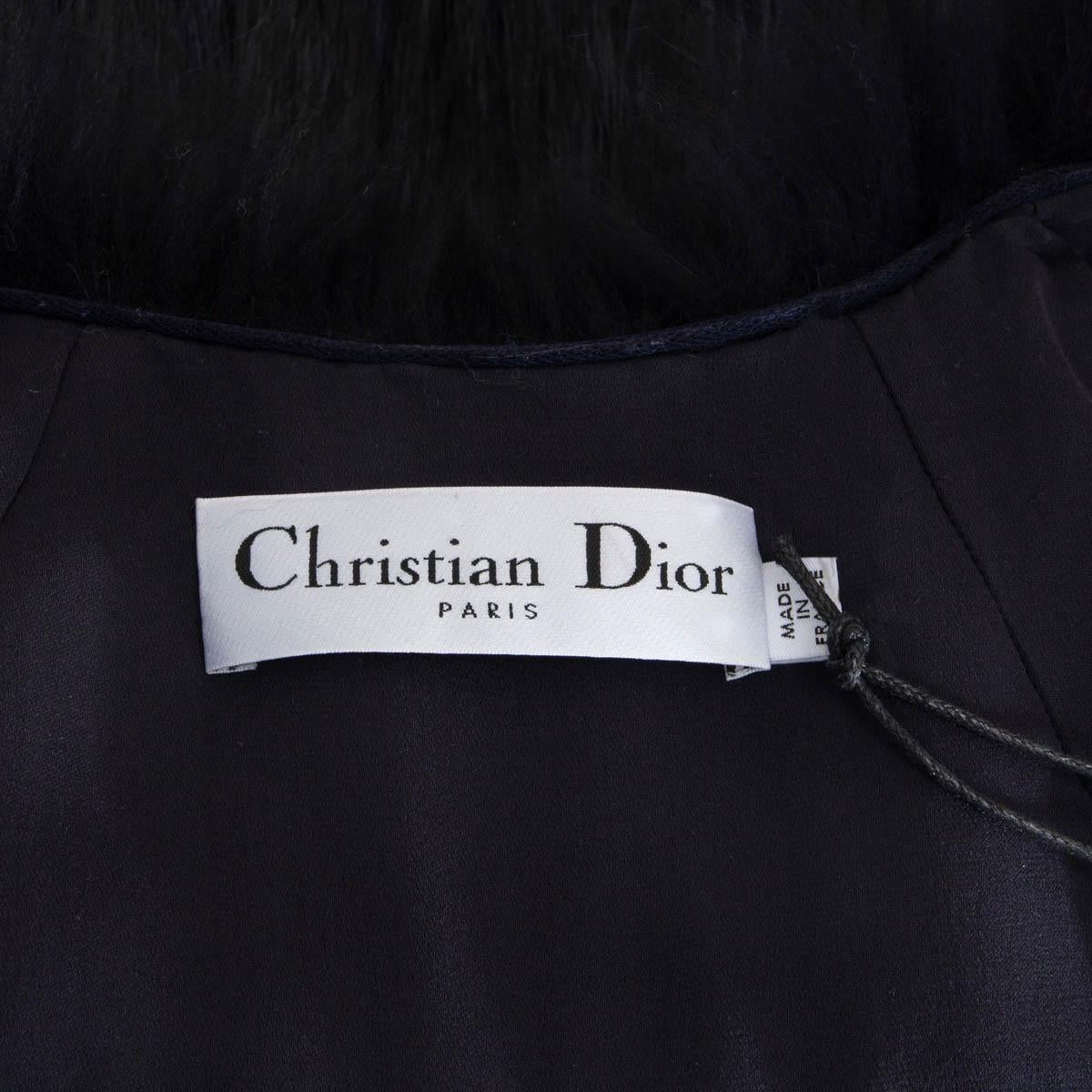 CHRISTIAN DIOR dark & light blue FOX FUR VEST Jacket 38 S For Sale 1