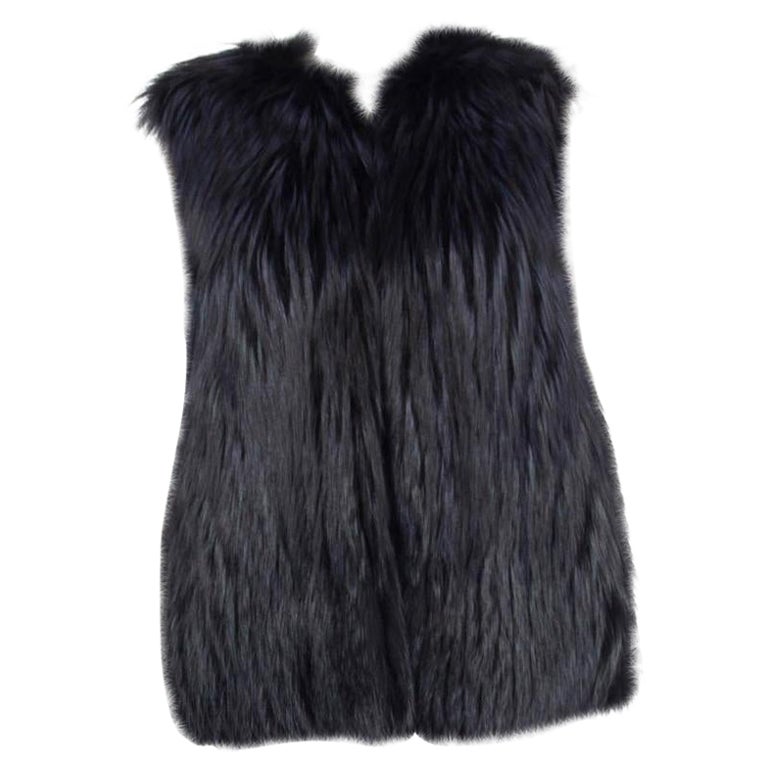 CHRISTIAN DIOR Gilet in pelliccia di FOX blu e scuro Giacca 38 S in vendita