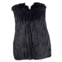 CHRISTIAN DIOR Gilet in pelliccia di FOX blu e scuro Giacca 38 S