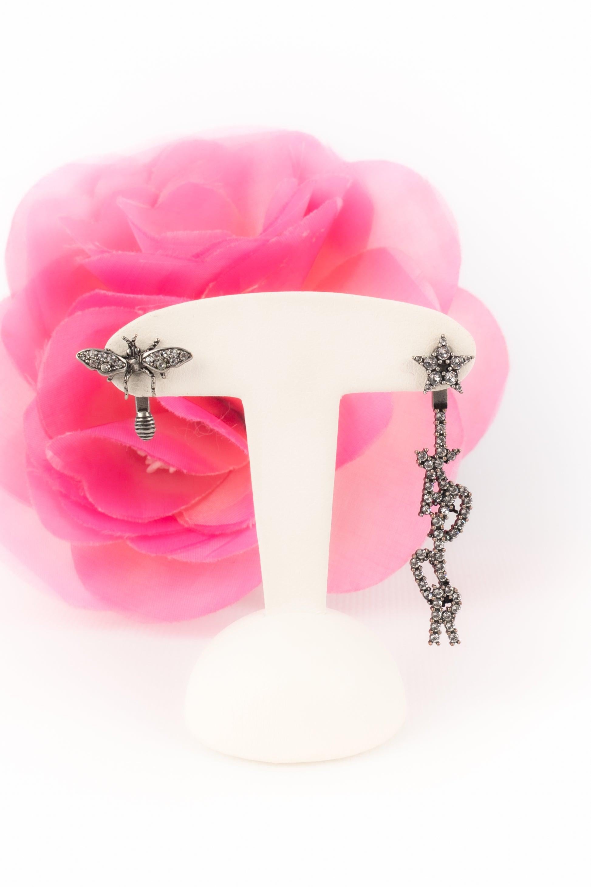 Christian Dior Dunkelsilberne Metallohrringe im Angebot 5