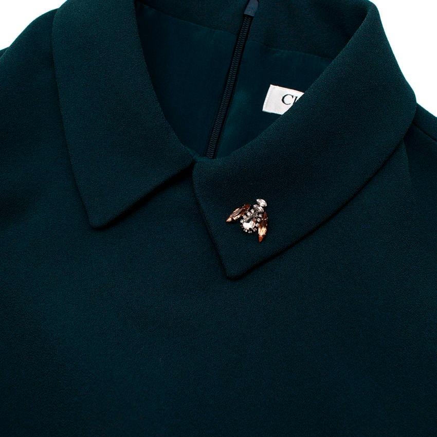 Christian Dior Dunkel Teal Krepp-Shiftkleid mit Bienenverzierung im Angebot 1