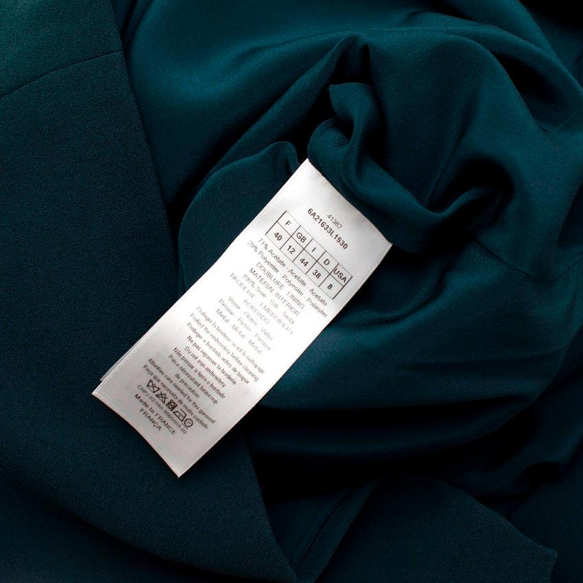 Christian Dior Dunkel Teal Krepp-Shiftkleid mit Bienenverzierung im Angebot 3