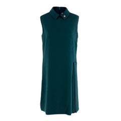 Christian Dior Dunkel Teal Krepp-Shiftkleid mit Bienenverzierung